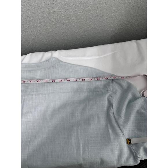 JINIDU Light Blue Loose Fit Henley Collar Rolled Sleeves Casual Shirt XL - Picture 8 of 10